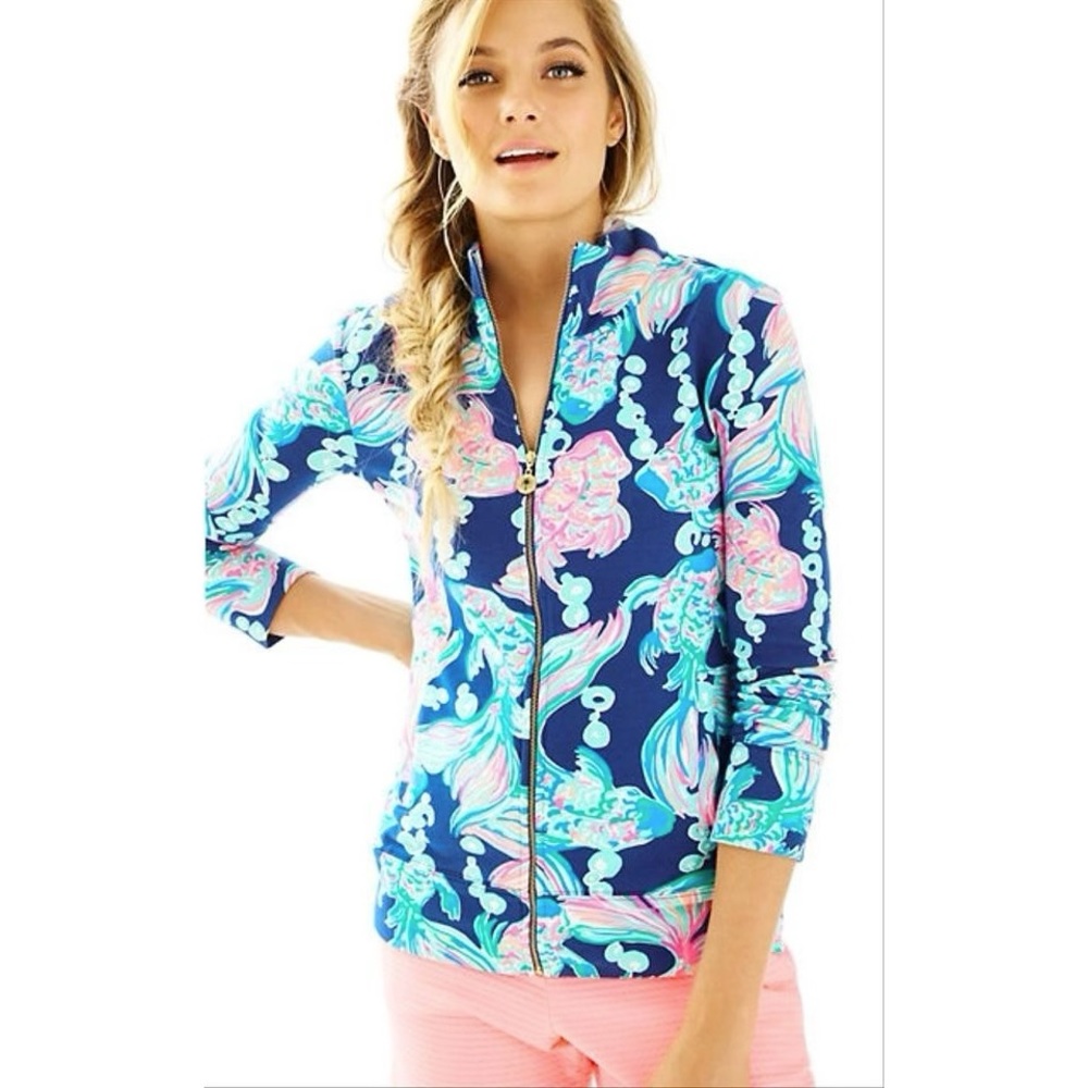 Lilly Pulitzer. True Blue Going Coastal Regan Zip Up Jacket
